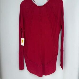 NWT WE THE FREE Waffle Knit Long Sleeve Top - Red